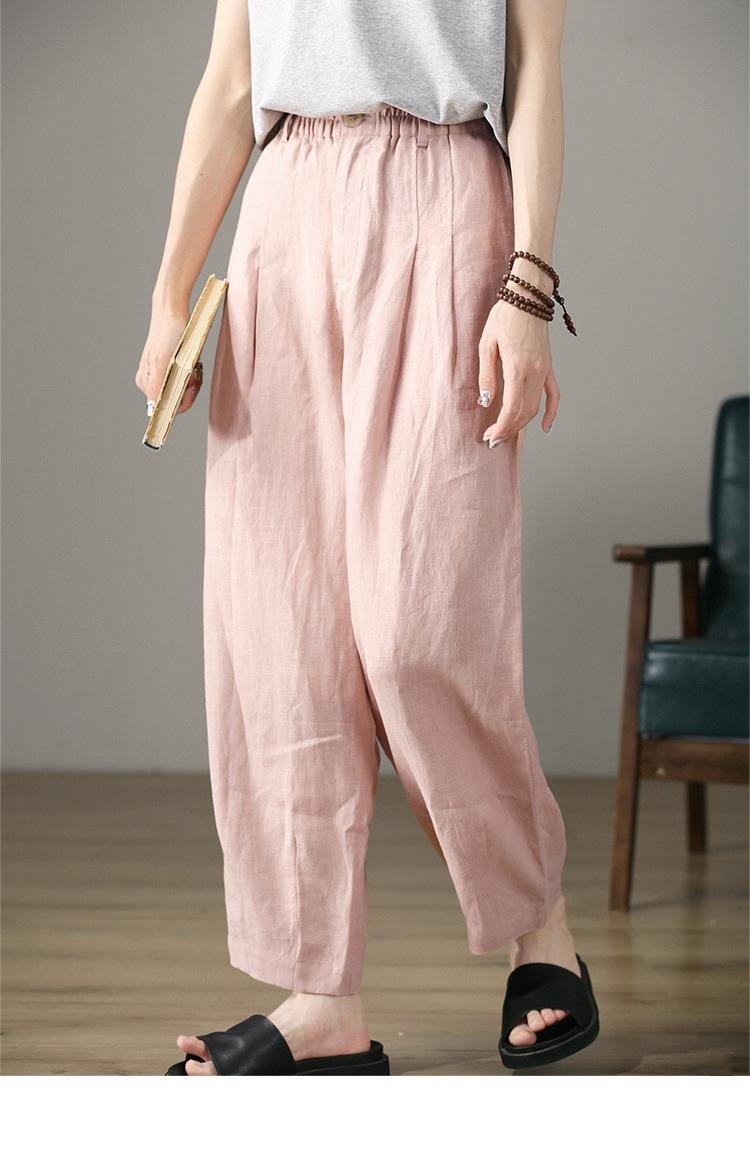 트렌디한 핑크 컬러 여성 바지 스타일링