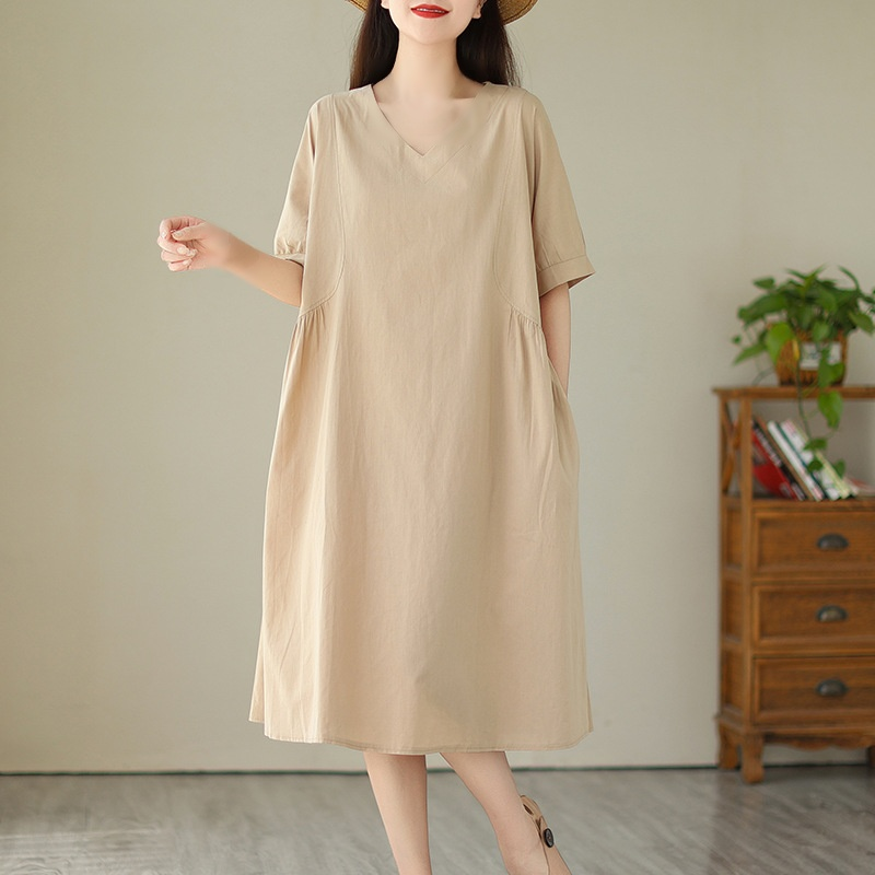 루즈핏 단색 원피스