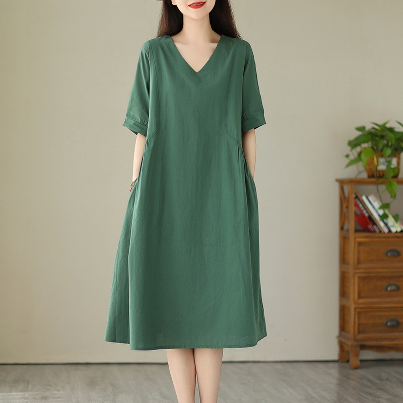 루즈핏 단색 원피스