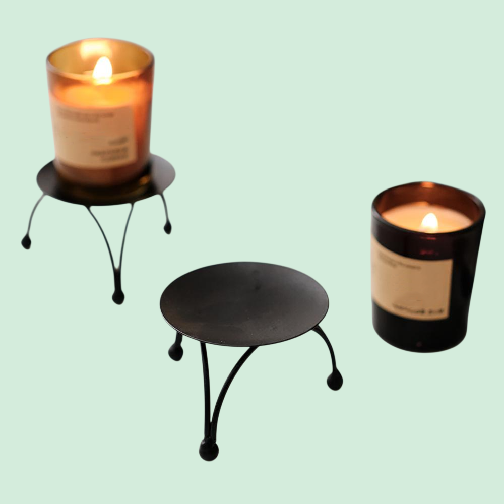 홈 골드 & 블랙 아로마 캔들 전용 트레이