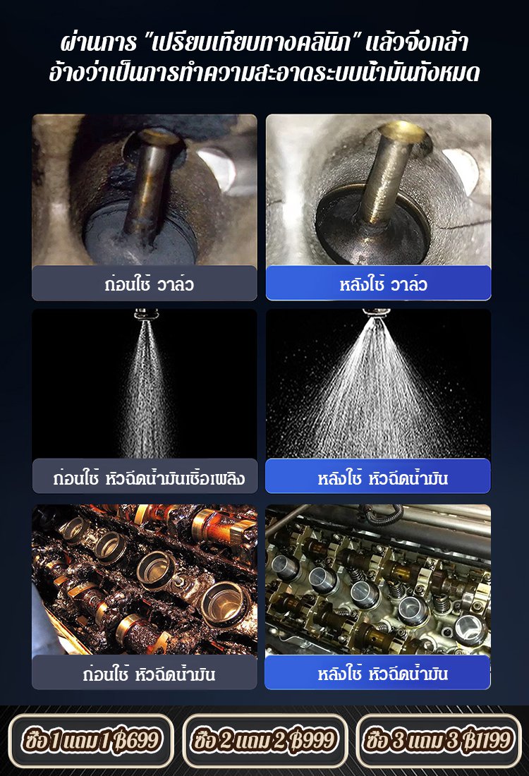 【ทำความสะอาดคราบเขม่า】น้ำยาล้างระบบเชื้อเพลิงแบบ 2 อิน 1 