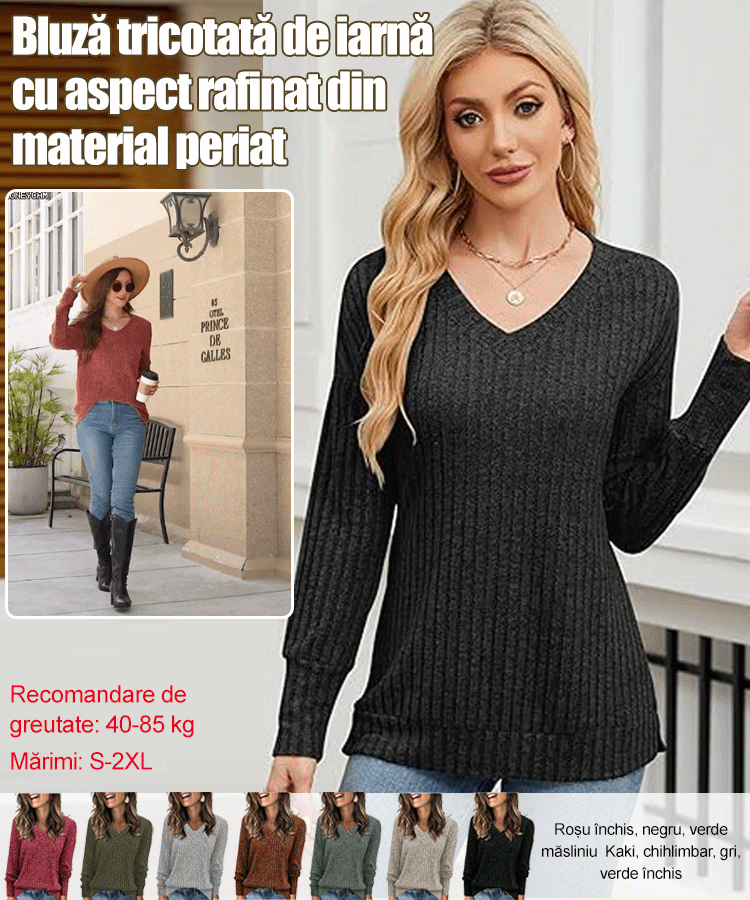 Top tricotat cu temperament periat de iarnă