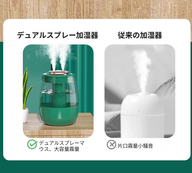 家庭用USB加湿器が寝室で稼働中