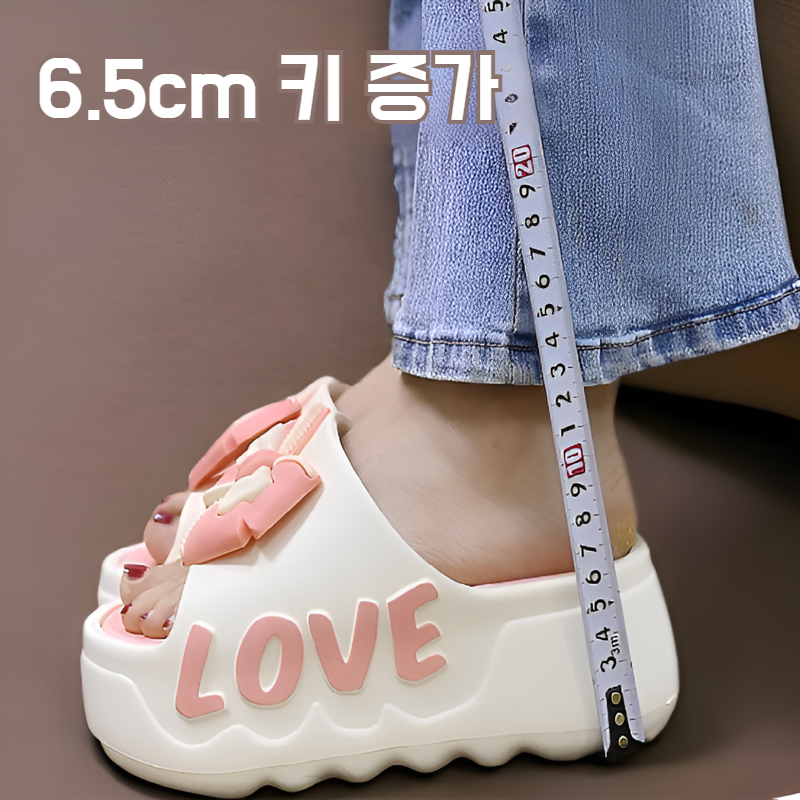 여름 통굽 슬리퍼 집 실내외 패션 키높이 슬리퍼 리본 샌들