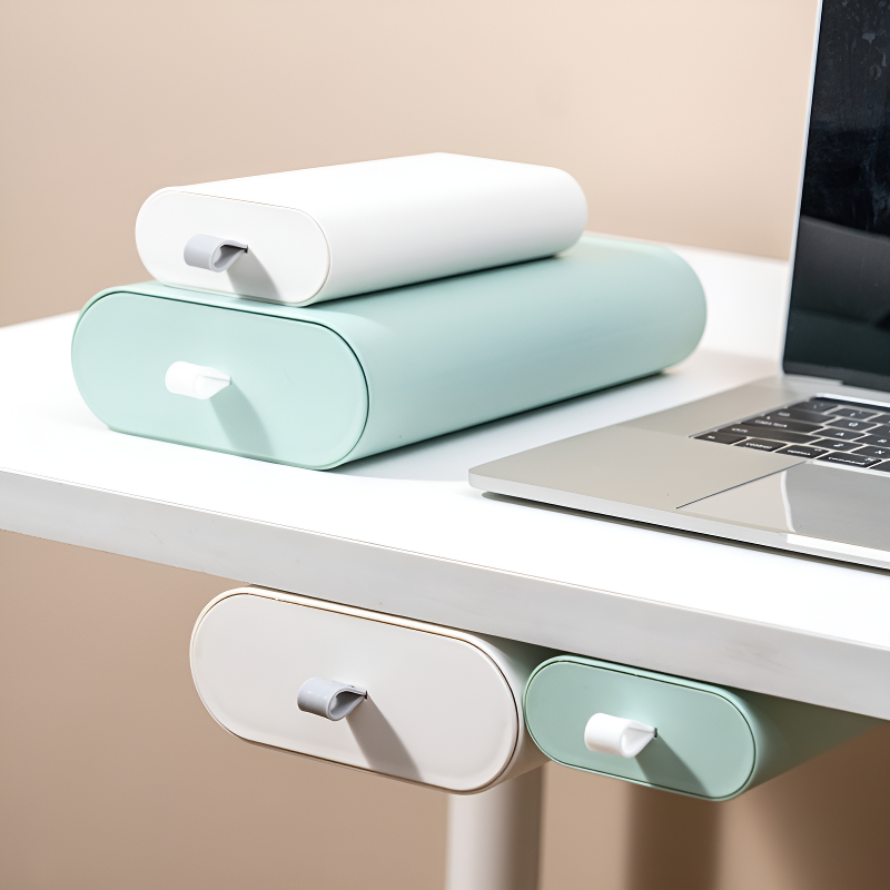 桌下隱形抽屜式桌面收納盒