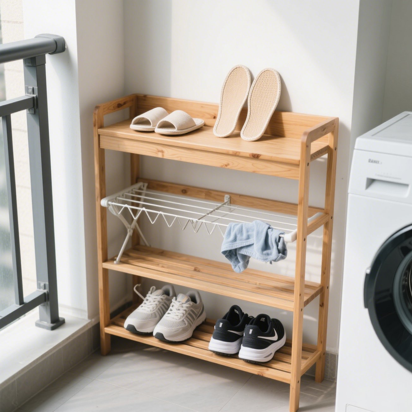 木目が美しいログカラーシェルフのアップ画像