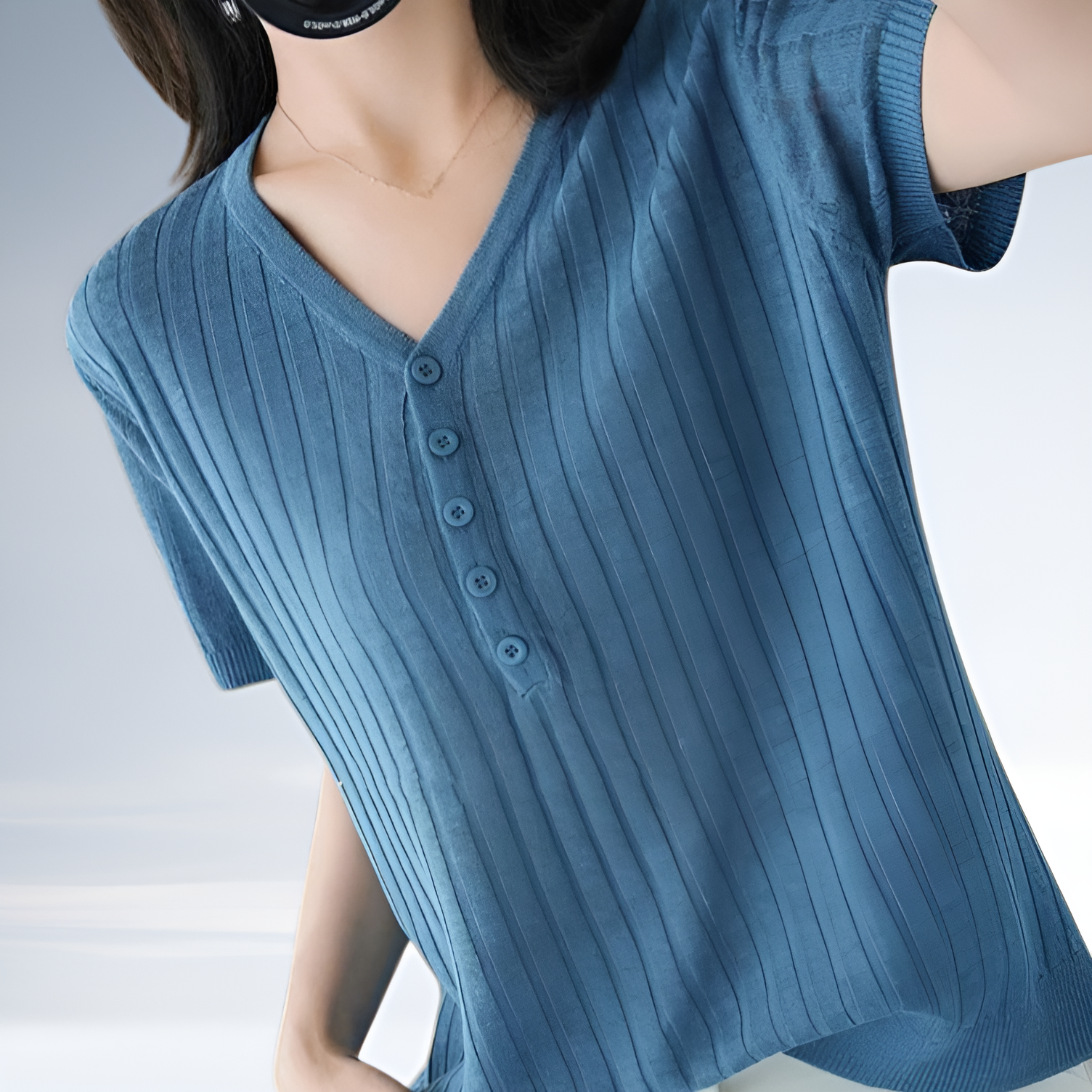 細見え女性用夏ニット半袖Tシャツ