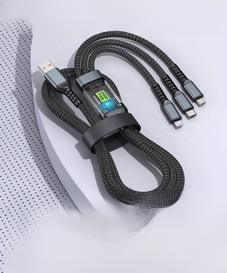 Transparent Lighting Super Fast Charging 3-in-1 Data Cable