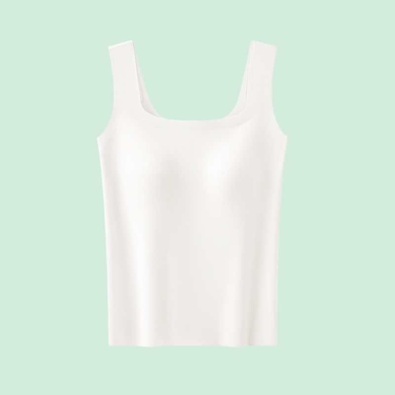 아이스 실크 무봉제 패드 내장 스퀘어넥 민소매 상의