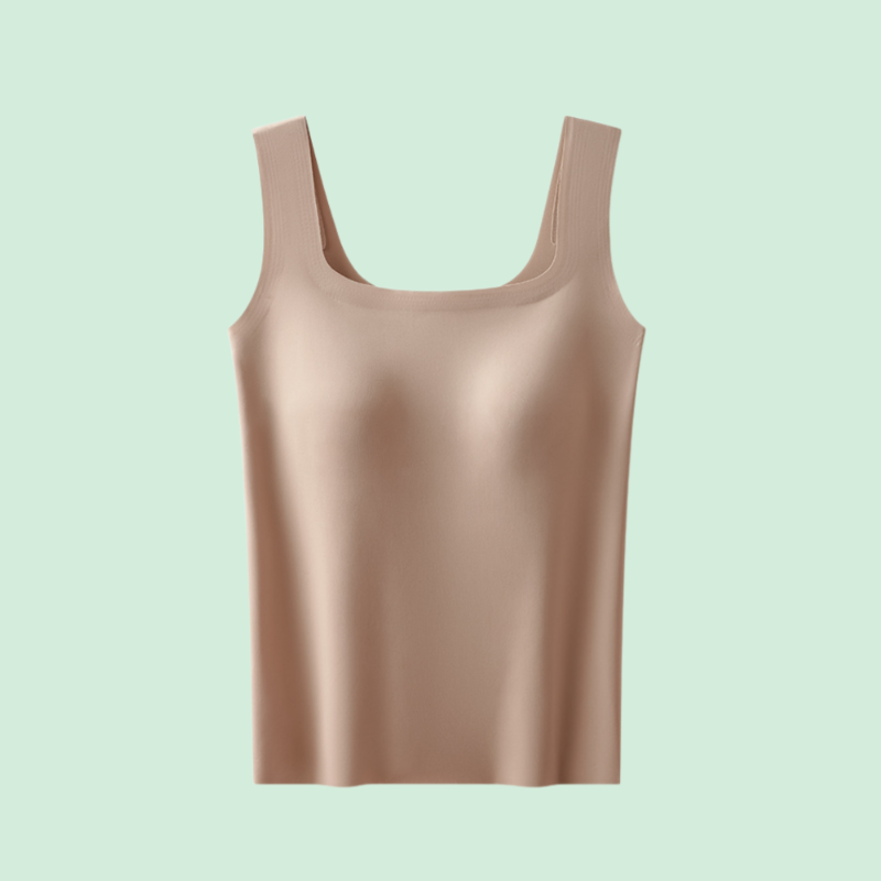 아이스 실크 무봉제 패드 내장 스퀘어넥 민소매 상의