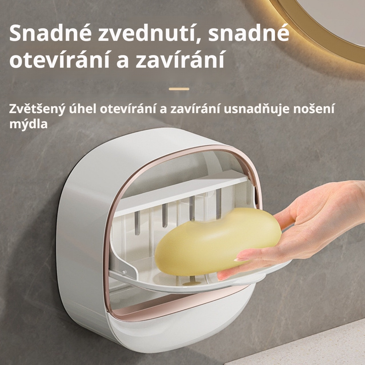  Nástěnná luxusní mýdlenka bez vrtání, odkapávací držák na mýdlo
