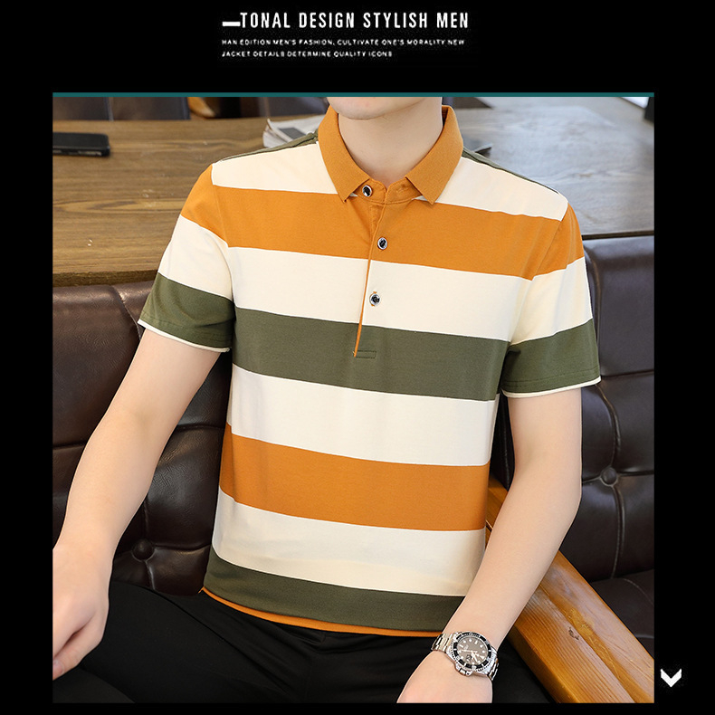 남자 라이트 비즈니스 티셔츠 스트라이프 패턴