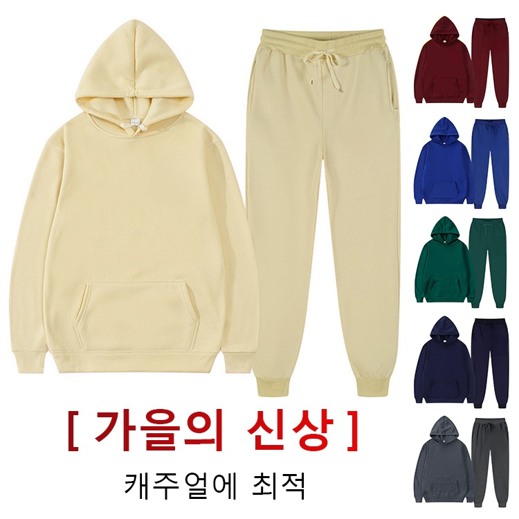 봄 가을 남녀공용 캐주얼 후드티 세트