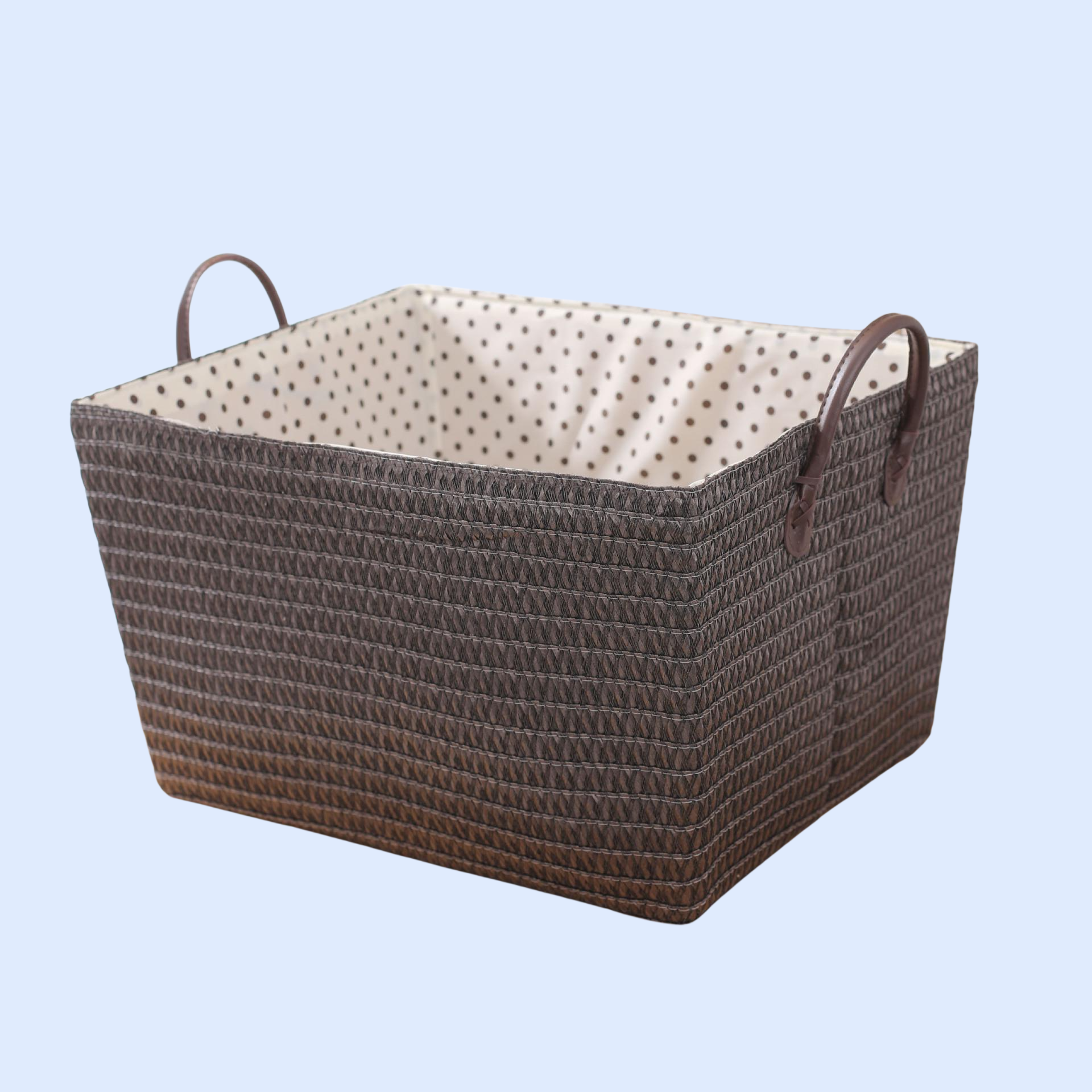 折りたたみ式ラタン風収納バスケット おもちゃ・スナック用 持ち手付き