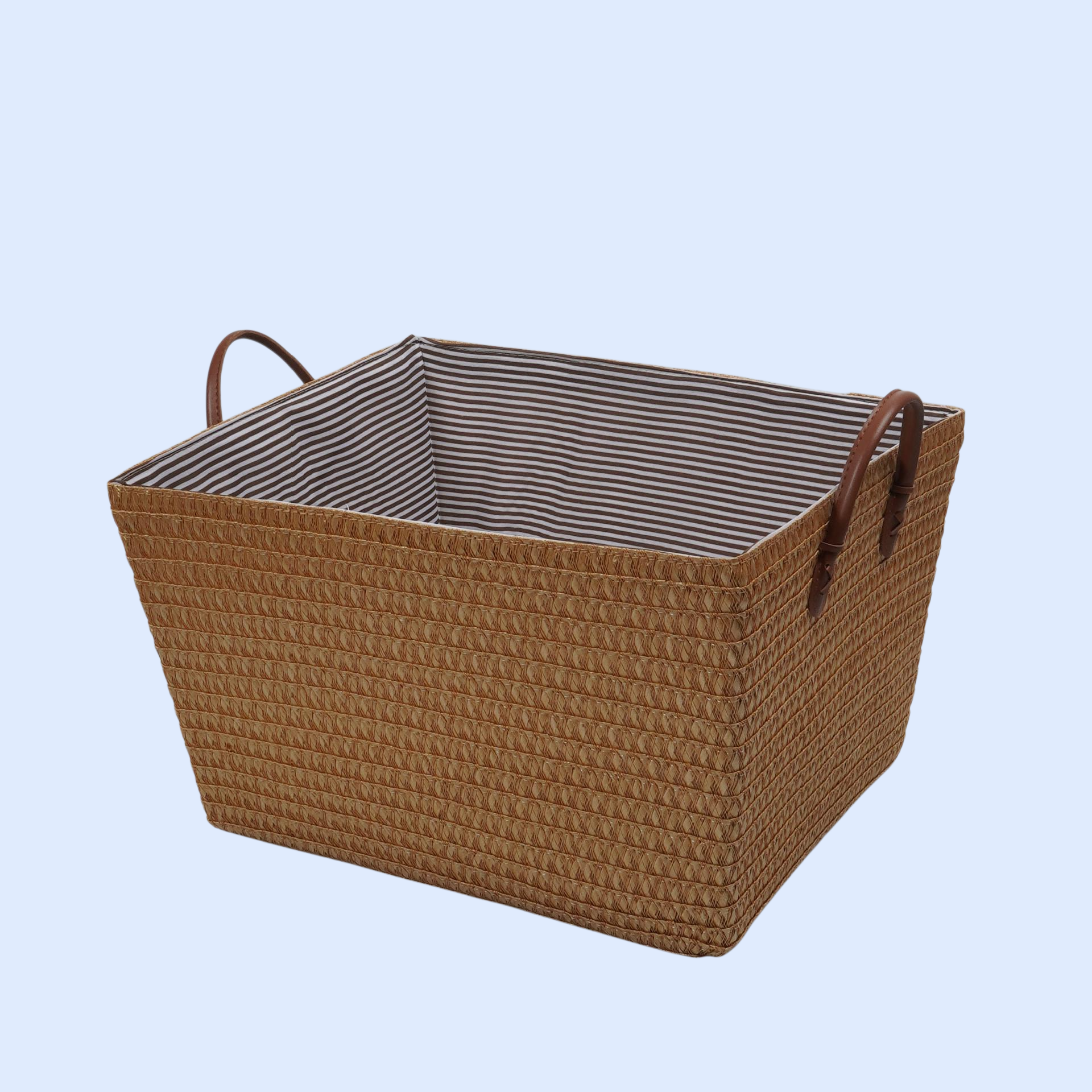 折りたたみ式ラタン風収納バスケット おもちゃ・スナック用 持ち手付き