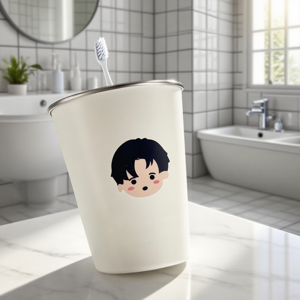 加厚不銹鋼情侶牙刷杯