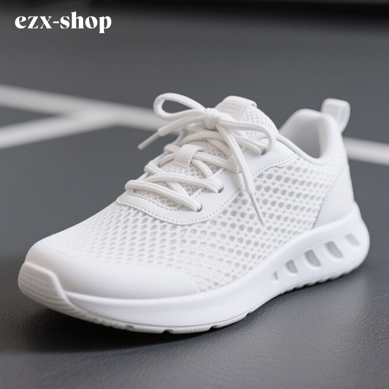 Fehér, hálós, lélegző női tornacipő