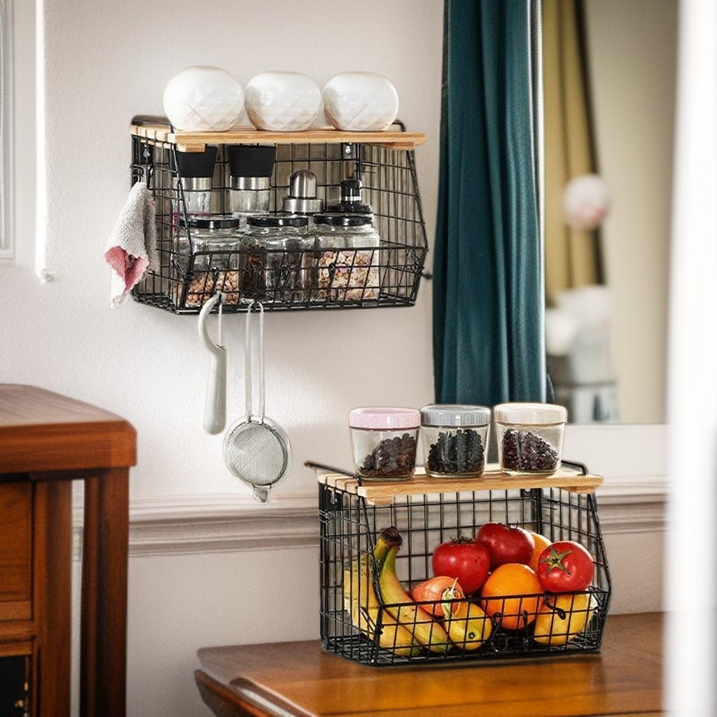 ห้องครัวติดผนังฟรีหมัดเหล็กศิลปะชั้นวางของไม้