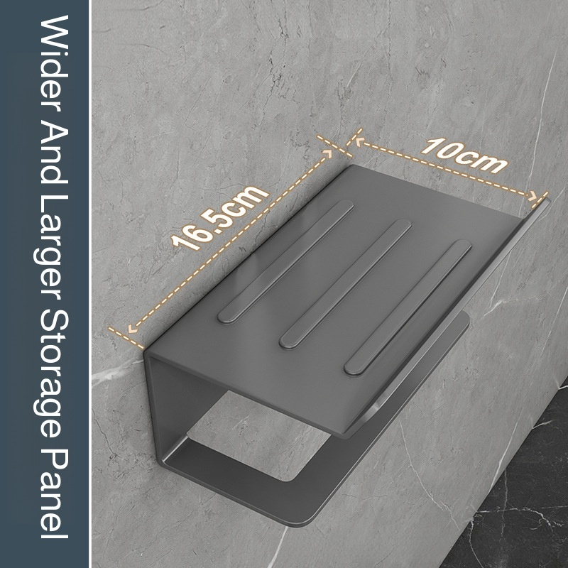 Nopunch bathroom stainless steel paper roll holder for cell phone shelf