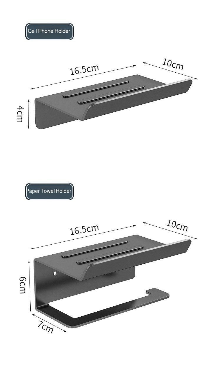 Nopunch bathroom stainless steel paper roll holder for cell phone shelf