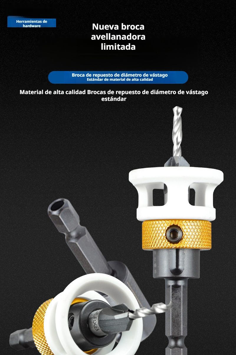 Broca avellanadora de cuatro filos con cabeza de aleación