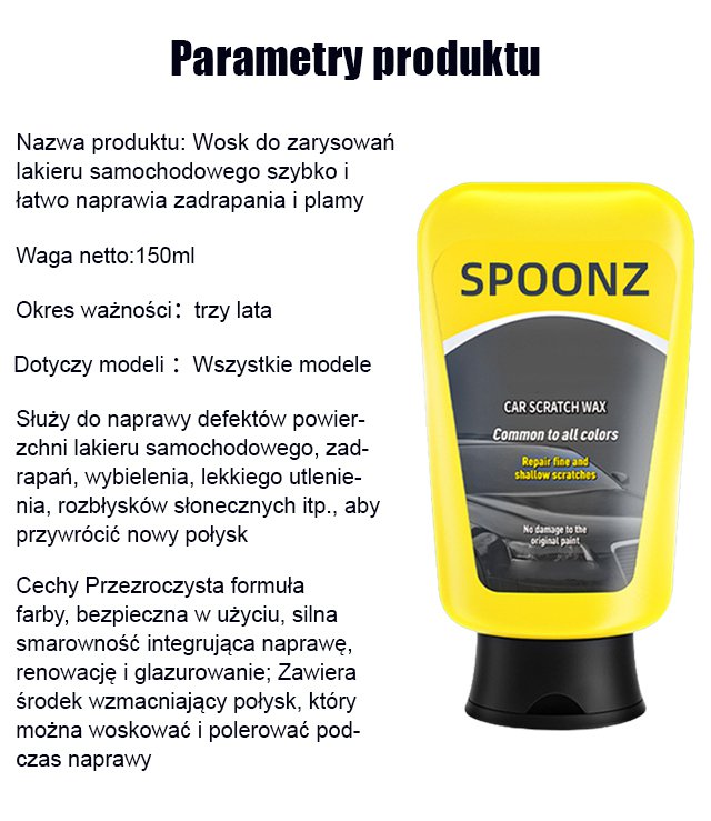 Wosk do szybkiej naprawy zarysowań lakieru samochodowego łatwo usuwa rysy i plamy.