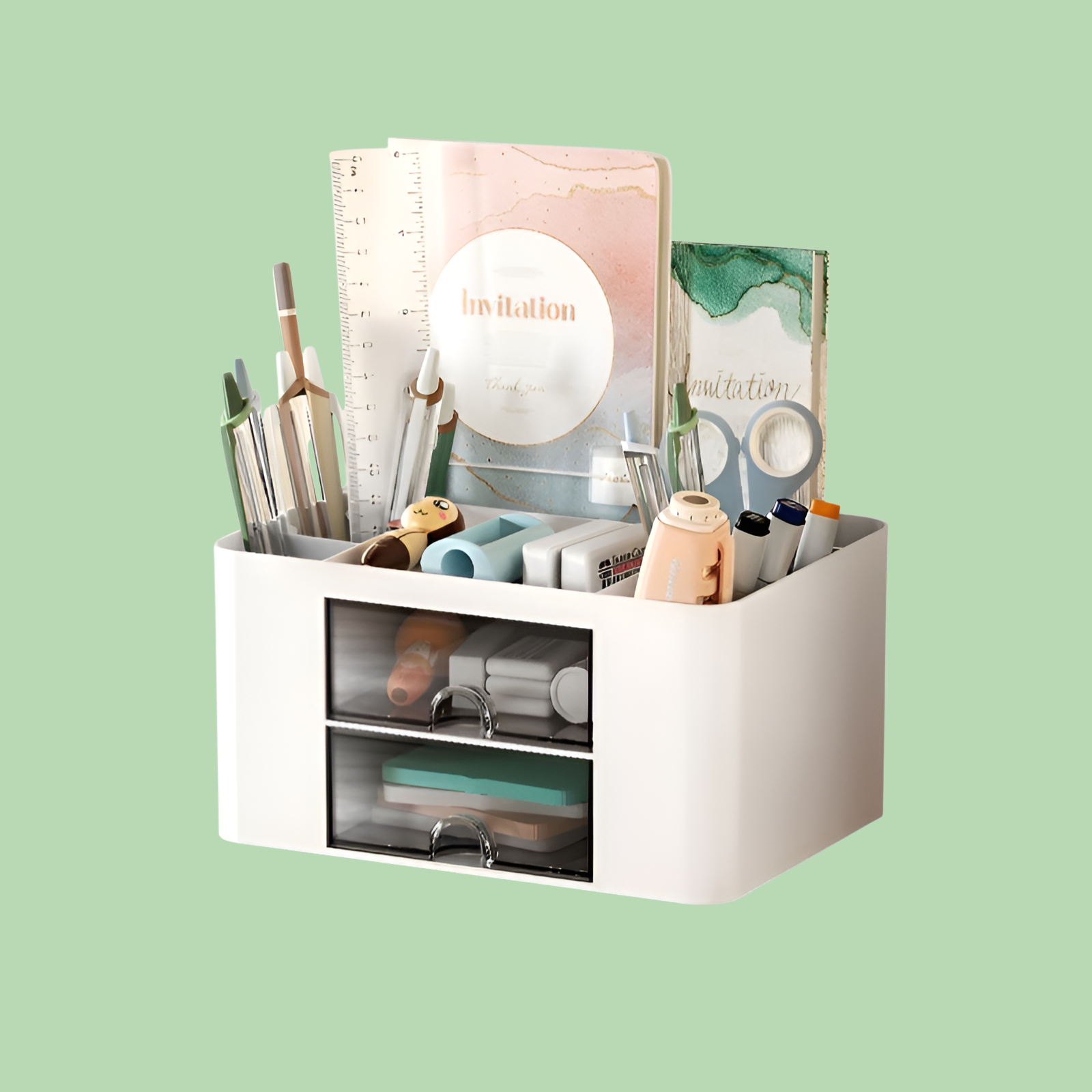 صندوق تخزين شفاف بإبداع وتصميم بسيط وسعة كبيرة مع أدراج