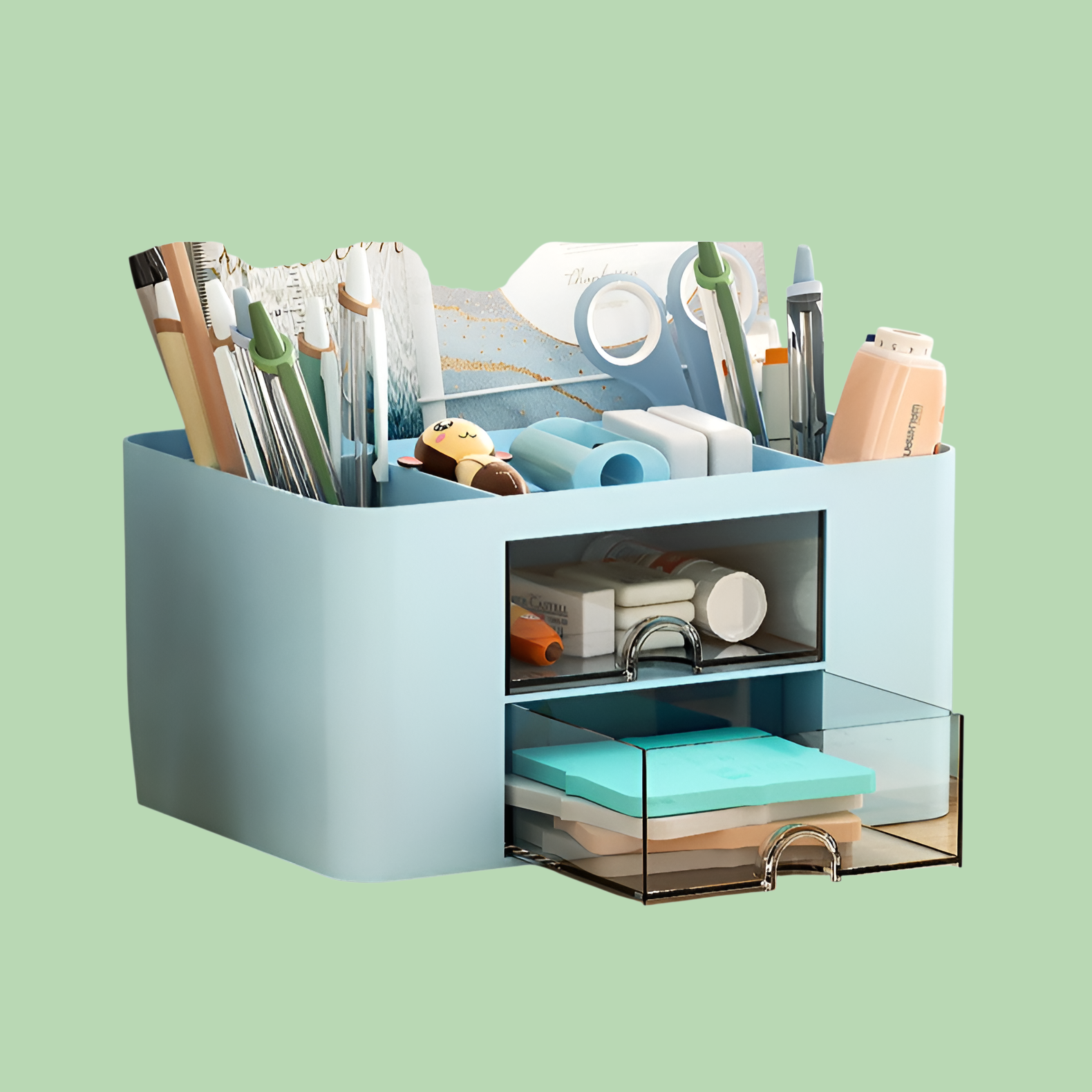 صندوق تخزين شفاف بإبداع وتصميم بسيط وسعة كبيرة مع أدراج