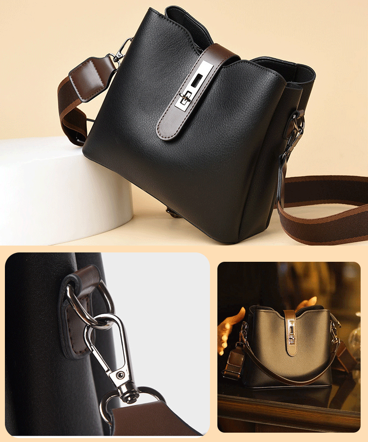 レトロ風栃木レザーバケツバッグ