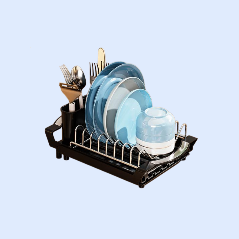 조리대 위에 놓는 그릇과 젓가락 건조 바구니 및 건조대