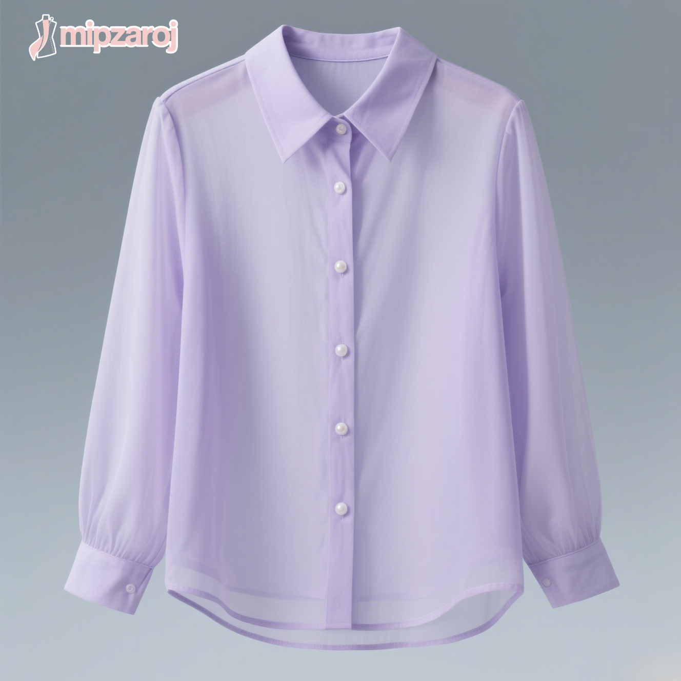 薄紫色のシフォンシャツ