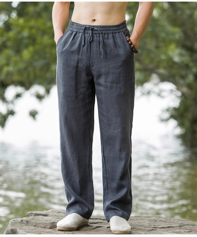 様々なカラー展開のメンズリネンカジュアルパンツ