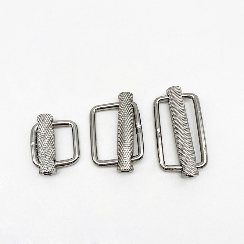 ステンレススチール製ローレットベルトバックル 調整できないスライド式デイバックル ウェビング・ローレット・ベルト・アクセサリー ステンレススチールベルトバックル