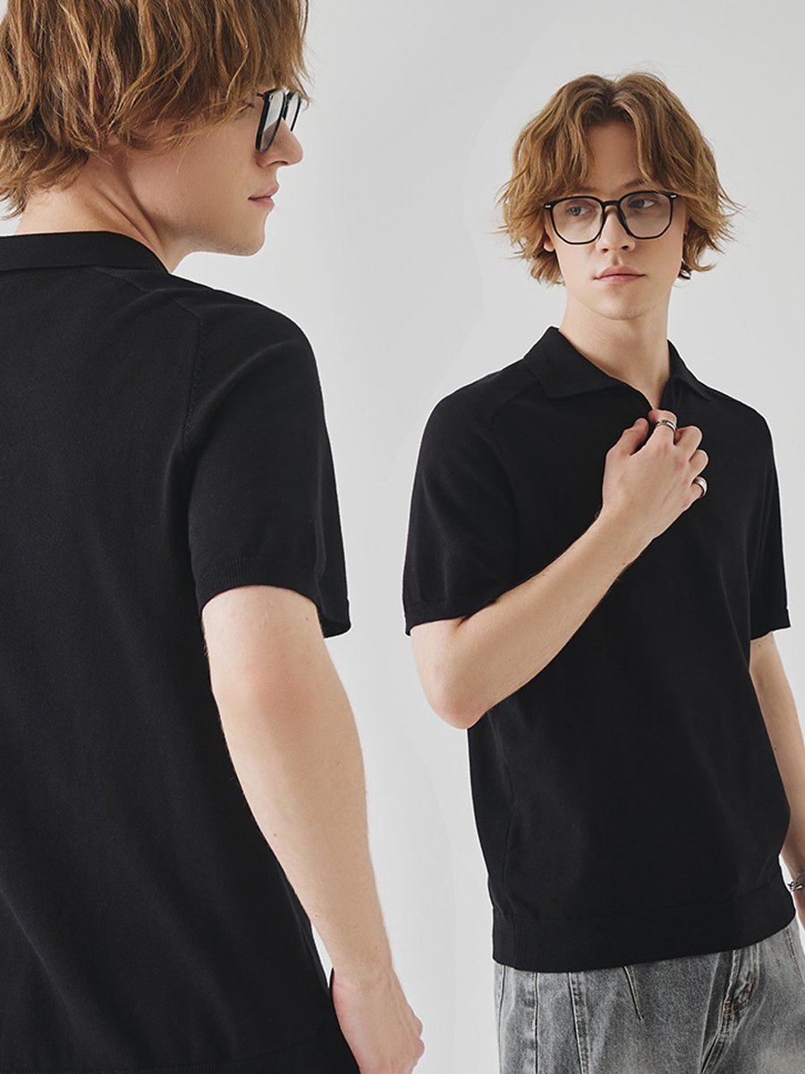 Pánské pletené letní polo tričko s klopou