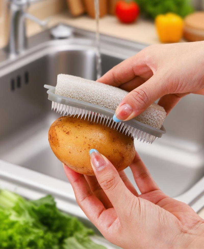 인체공학적 디자인의 야채 세척 솔