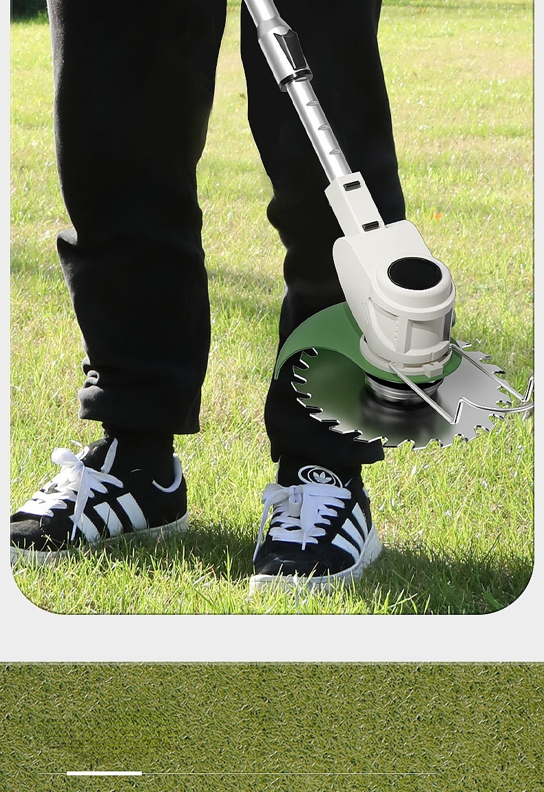 Handheld grass trimmer and weed whacker in use