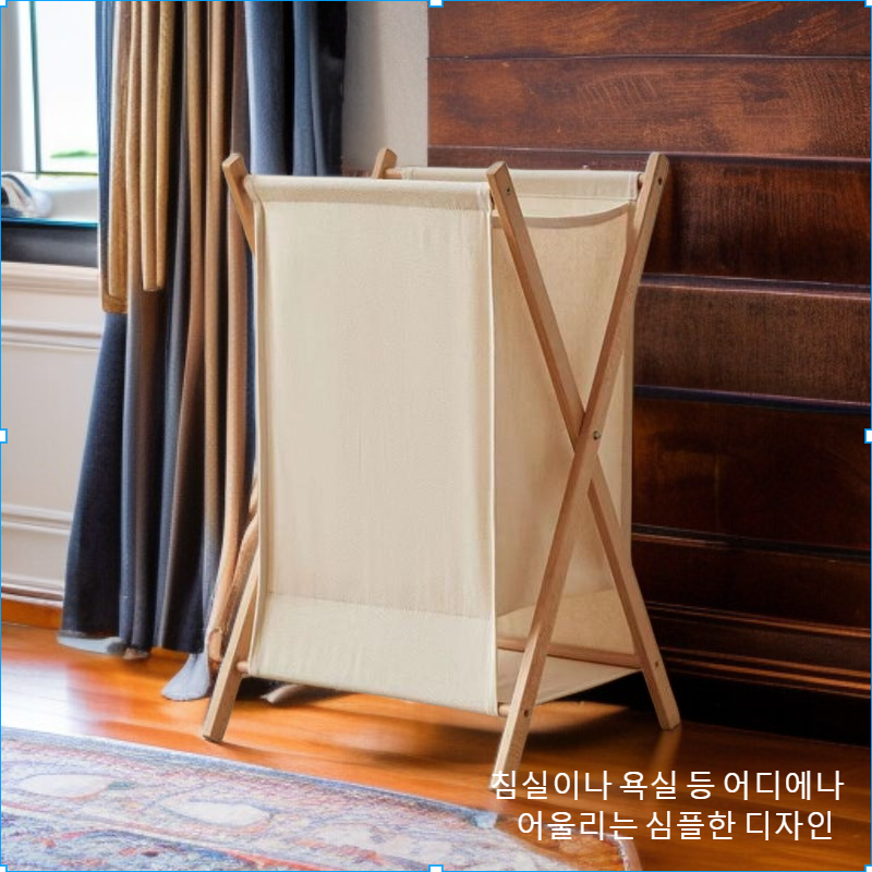 견고한 나무로 만든 일본식 접이식 세탁 바구니
