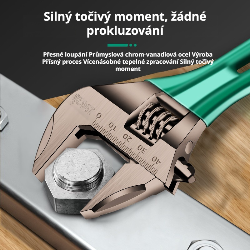 Velký klíč s elektrickým pohonem, ergonomické hasáky na trubky