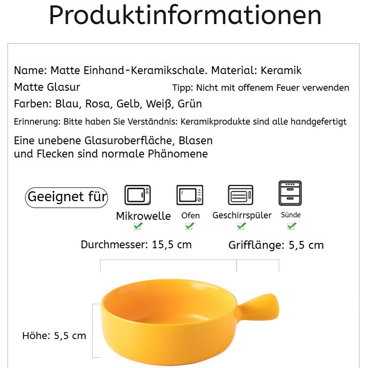 Keramikschale im nordeuropäischen Stil mit Einzelgriff