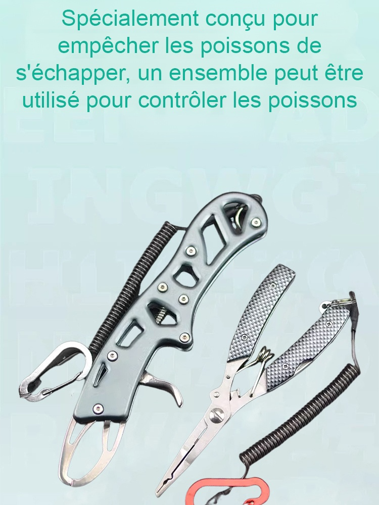 Ensemble de pinces de pêche en acier inoxydable à motif en grille