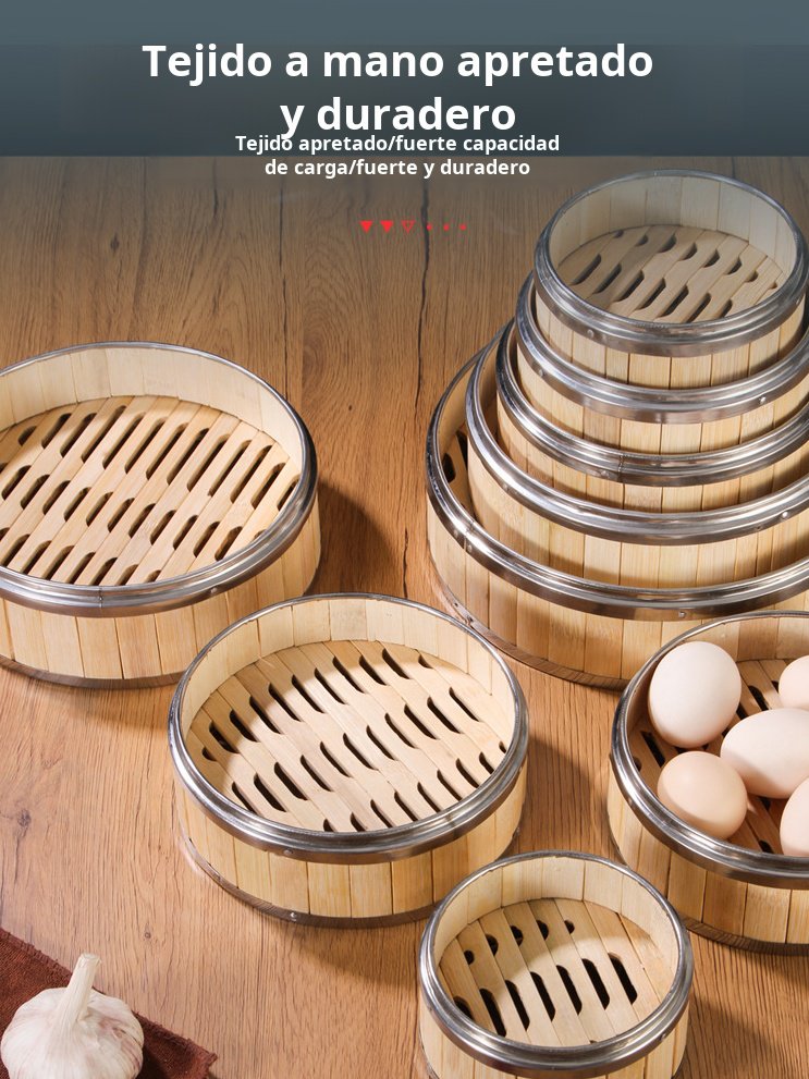 Preparación de aperitivos saludables con cestillo de bambú