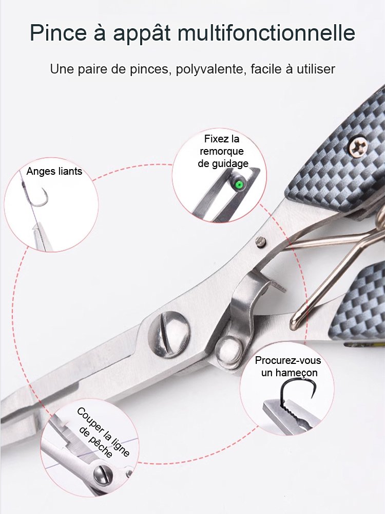  Ensemble de pinces de pêche en acier inoxydable à motif en grille