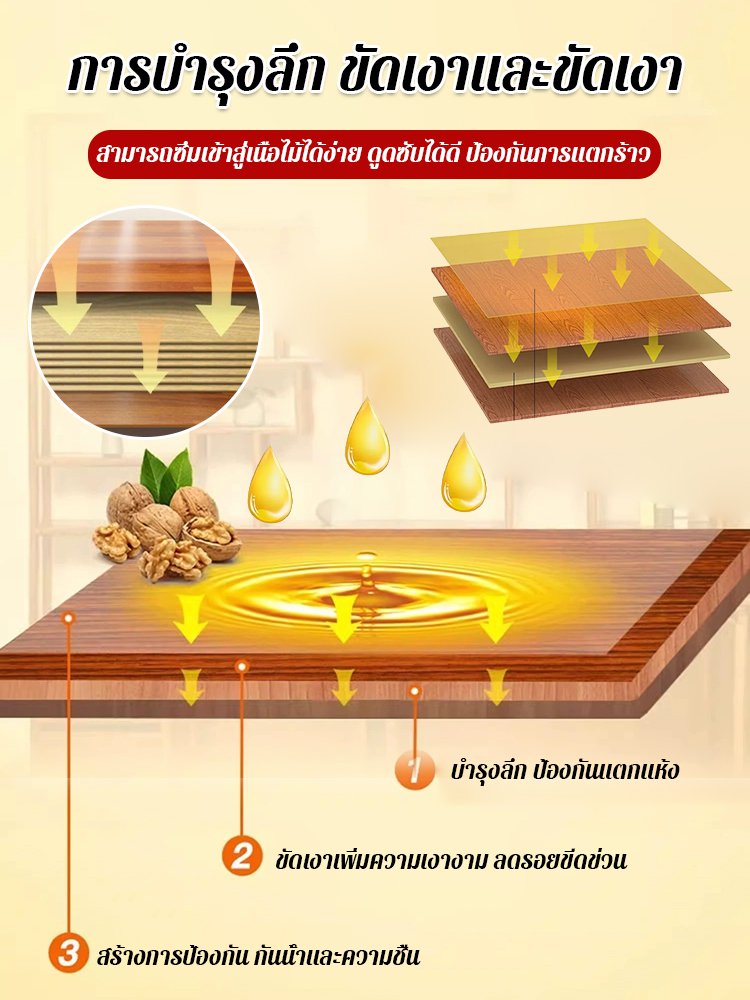 【หนึ่งวินาทีฟื้นฟู】น้ำมันวอลนัทสำหรับดูแลรักษาเฟอร์นิเจอร์