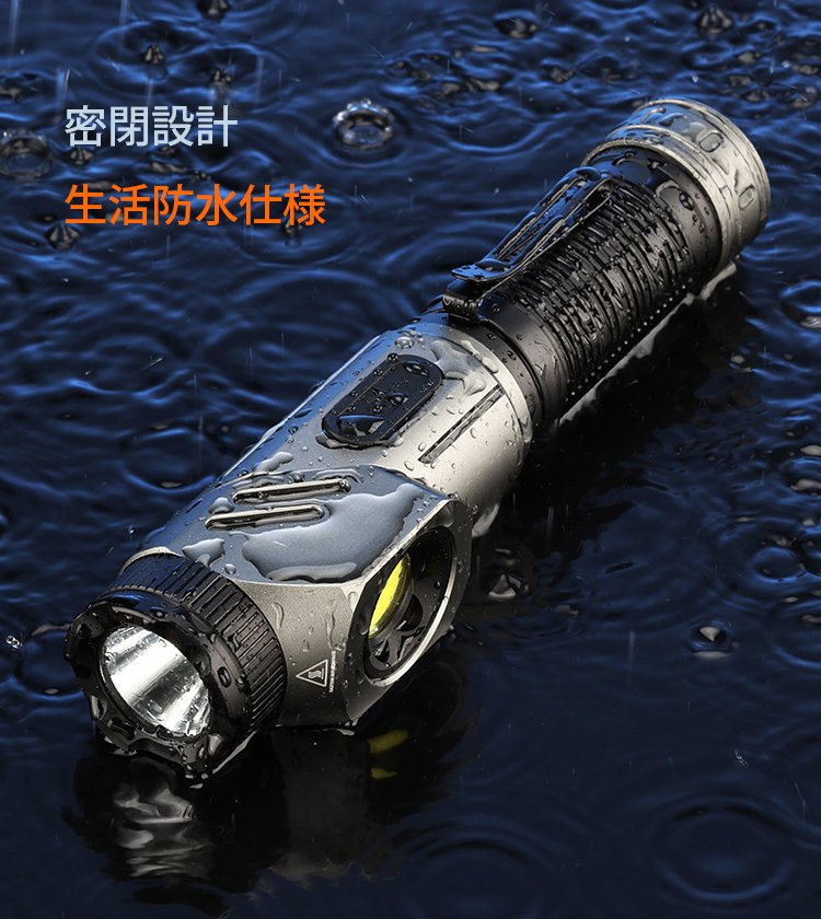 回転ヘッドデュアル光源付き高性能マグネット式強力懐中電灯