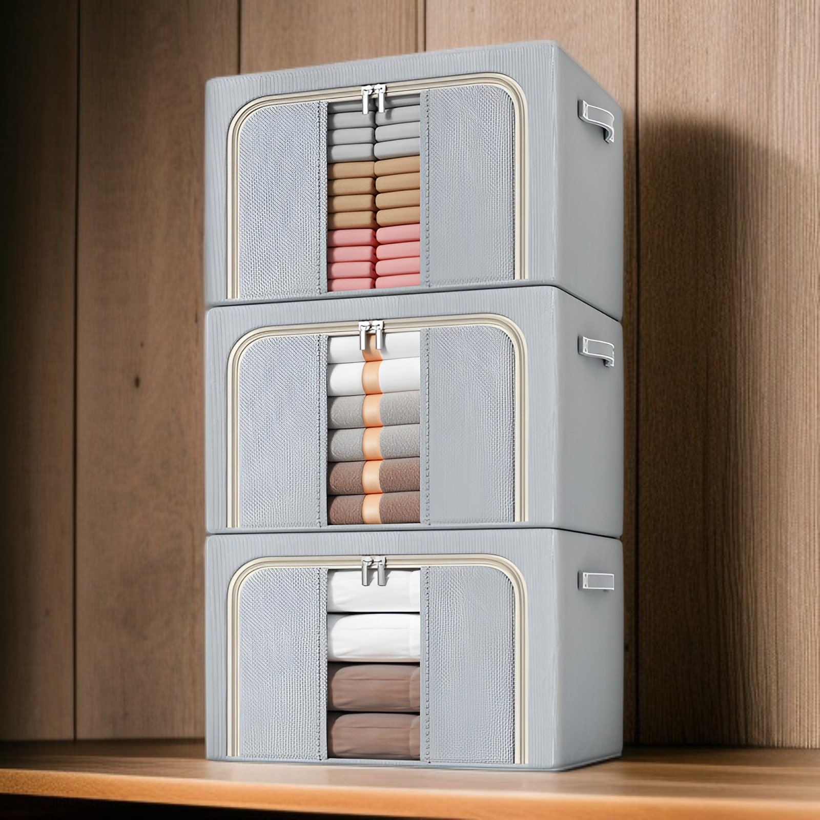 収納ボックス 家庭用ワードローブ 衣類収納ボックス オックスフォード布 衣類折りたたみ収納バッグ 大容量 キルト収納キャビネット