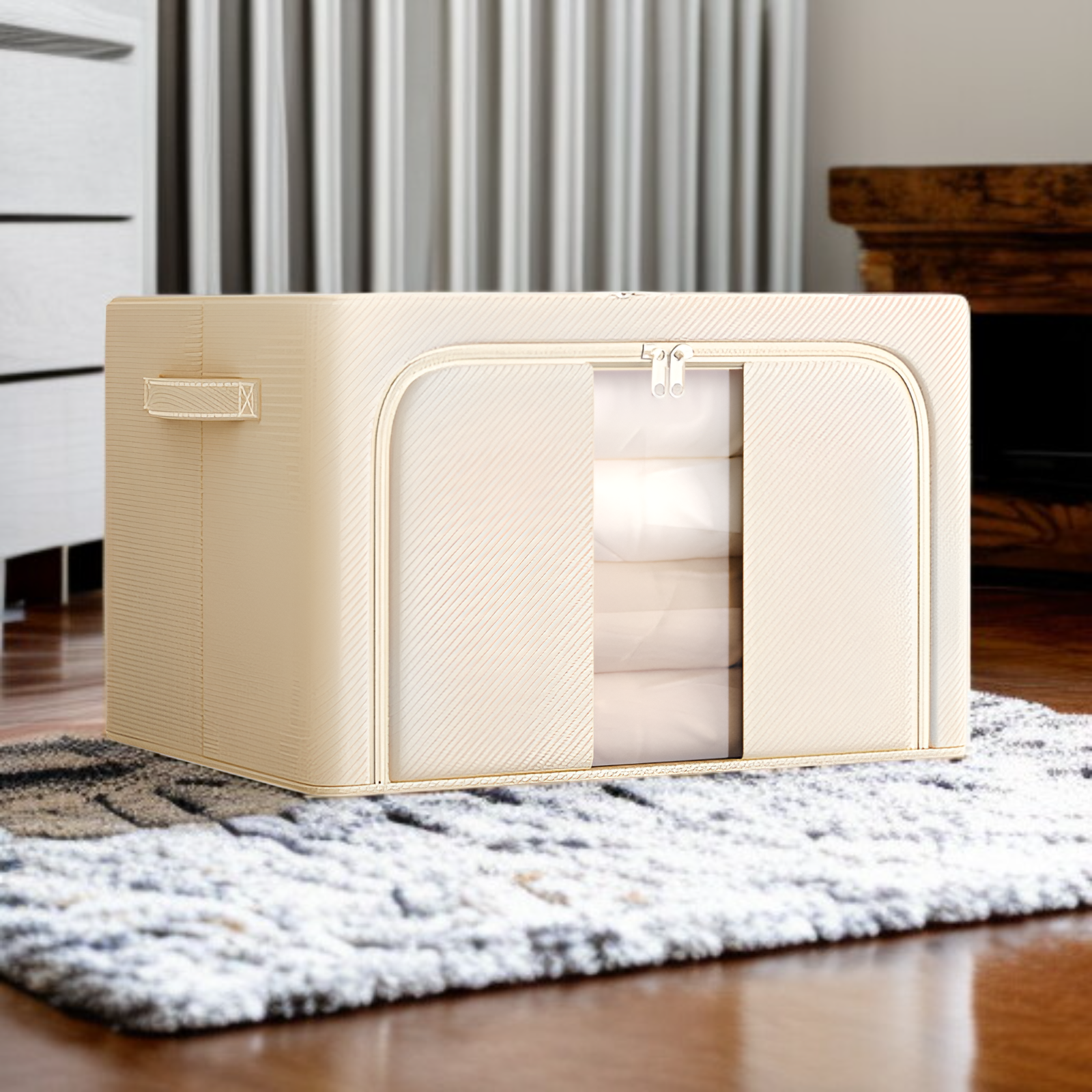 収納ボックス 家庭用ワードローブ 衣類収納ボックス オックスフォード布 衣類折りたたみ収納バッグ 大容量 キルト収納キャビネット