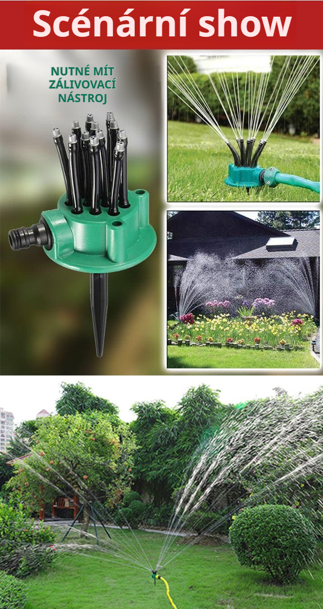 Nastavitelný směr postřiku u zahradní postřikovací hlavice