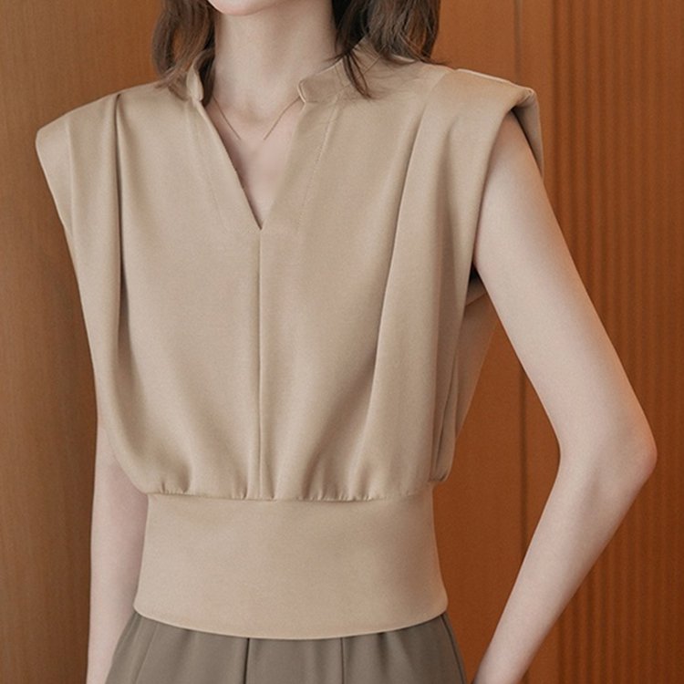 프렌치 브이넥 상의 정장 와이드 팬츠 기질 투피스