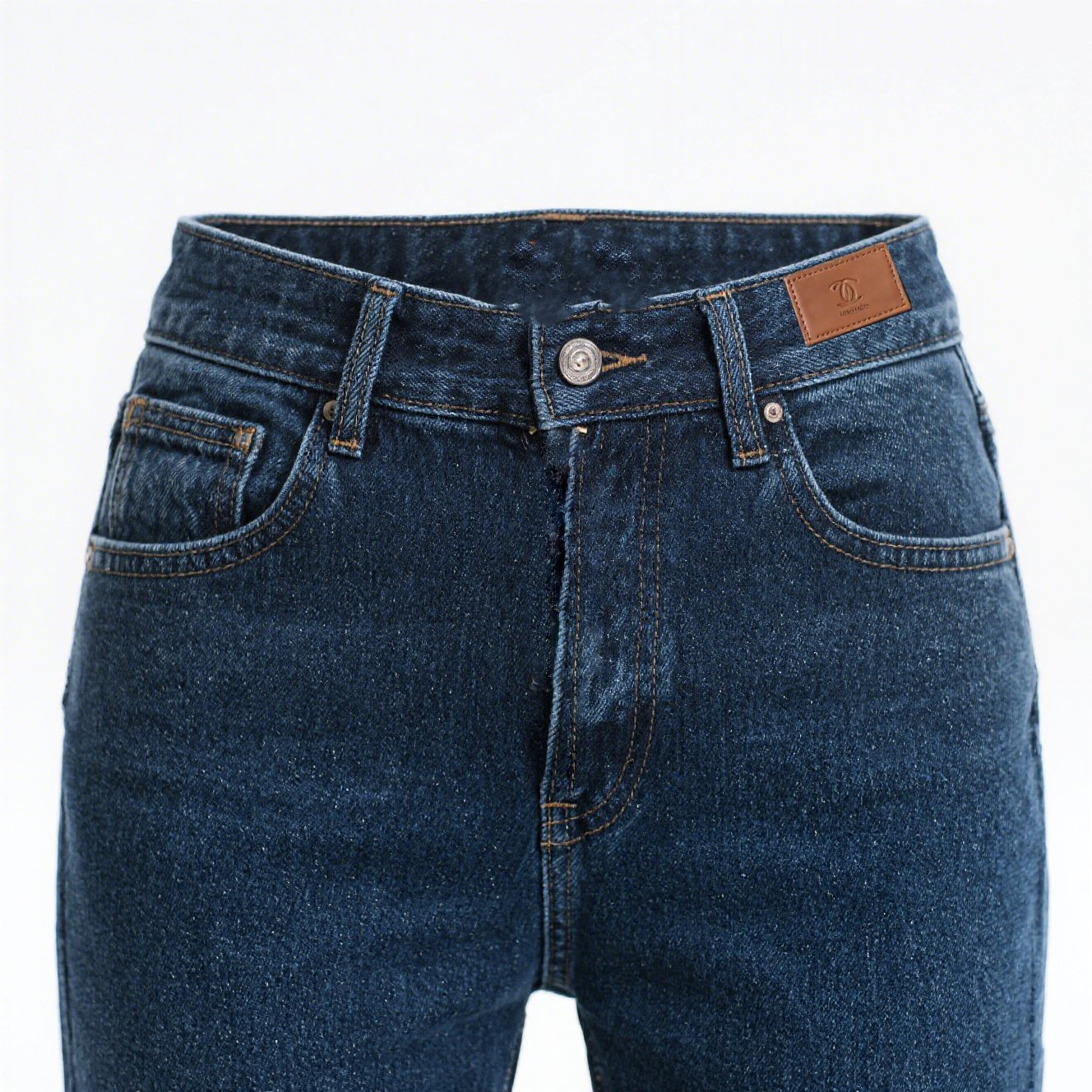 ダークブルーのシンプルストレートパンツ