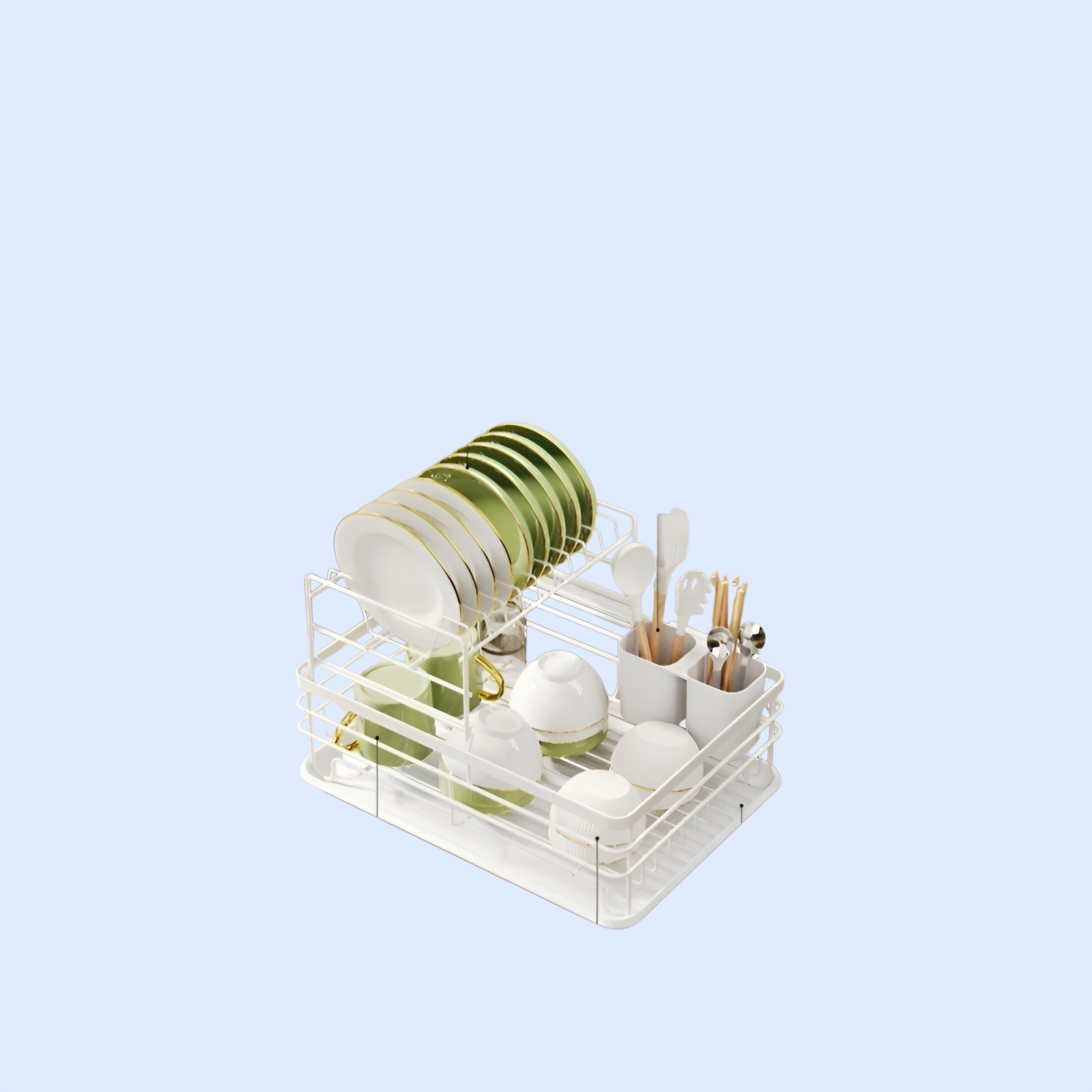 Countertop Dish Rack Organizer with Drainage Function